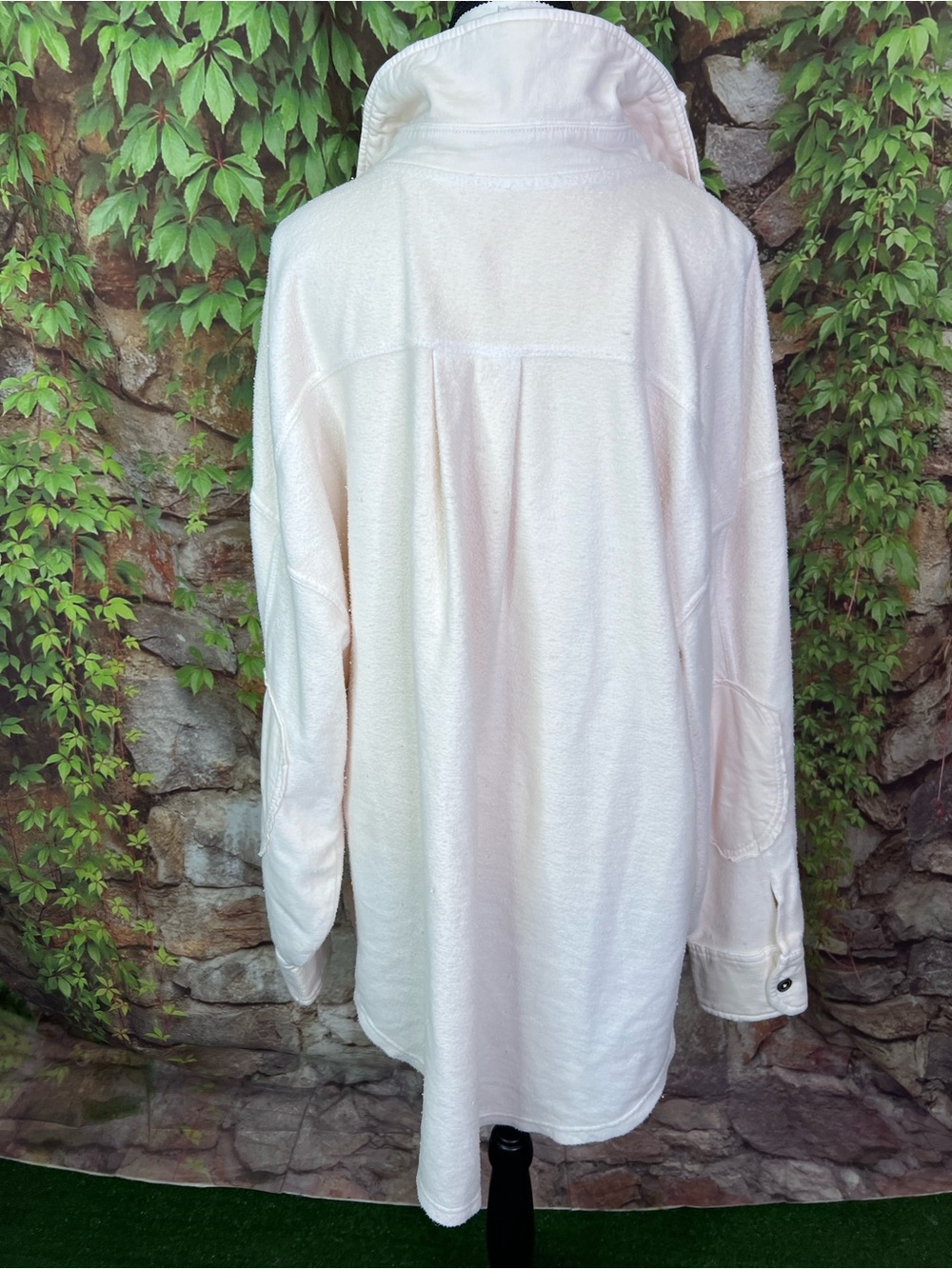 FREE PEOPLE Cream Ruby Style Distressed Oversized Bohemian Shacket, M - Picture 9 of 16